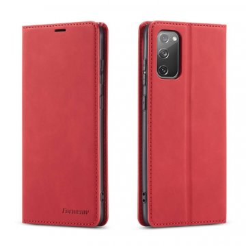 Forwenw Samsung Galaxy S20 FE Wallet Kickstand Magnetic Case Red