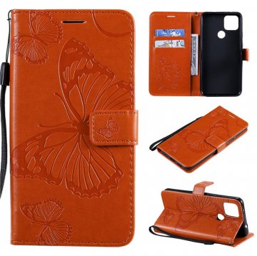Google Pixel 4A 5G Embossed Butterfly Wallet Magnetic Stand Case Orange