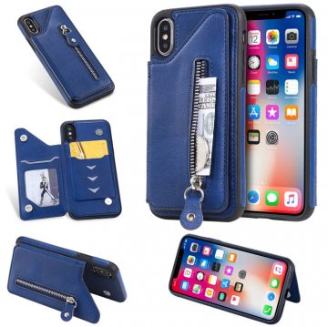 iPhone X Wallet Magnetic Kickstand Shockproof Cover Blue