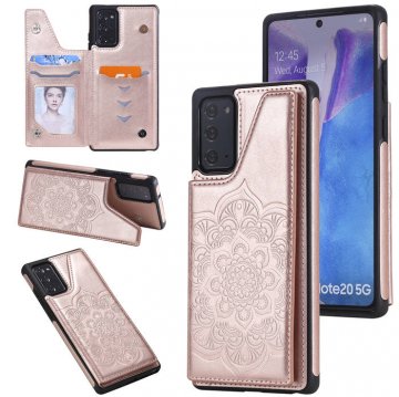 Samsung Galaxy Note 20 Embossed Wallet Magnetic Stand Case Rose Gold