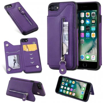 iPhone 7/8 Wallet Magnetic Kickstand Shockproof Cover Purple