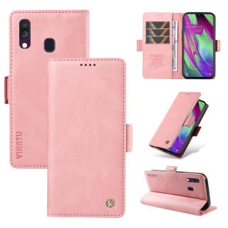 YIKATU Samsung Galaxy A40 Skin-touch Wallet Kickstand Case Pink