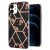 iPhone 12 Flower Pattern Marble Electroplating TPU Case Black