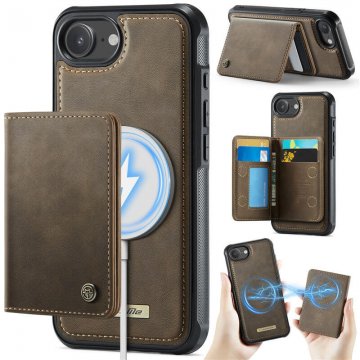 CaseMe iPhone 17e 2-in-1 Detachable Magnetic Wallet Case with RFID Blocking, Card Holder & MagSafe Compatible - Coffee