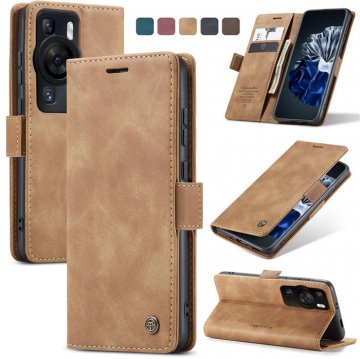 CaseMe Huawei P60 Wallet Kickstand Magnetic Flip Case Brown