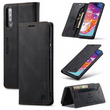 Autspace Samsung Galaxy A70 Wallet Kickstand Magnetic Case Black