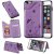 iPhone 6 Plus/6s Plus Bee and Cat Embossing Card Slots Stand Cover Purple