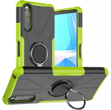 Sony Xperia 10 III Hybrid Rugged Ring Kickstand Case Green