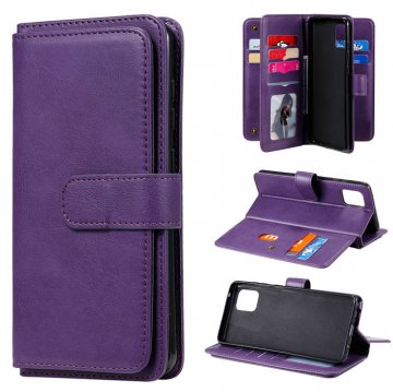 Samsung Galaxy A81/Note 10 Lite Multi-function 10 Card Slots Wallet Case Violet