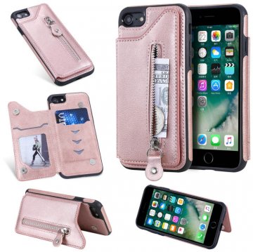 iPhone 7/8 Wallet Magnetic Kickstand Shockproof Cover Rose Gold