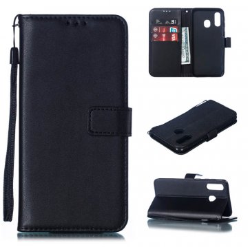 Samsung Galaxy A40 Wallet Kickstand Magnetic Leather Case Black