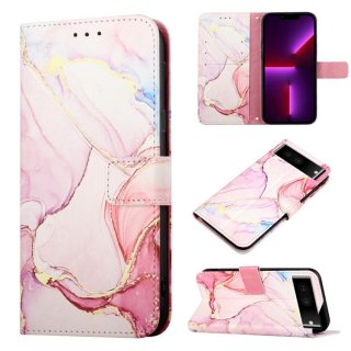 Marble Pattern Google Pixel 7 Wallet Stand Case Rose Gold