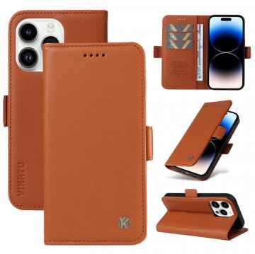 YIKATU Wallet Magnetic Flip Stand Leather Phone Case Brown