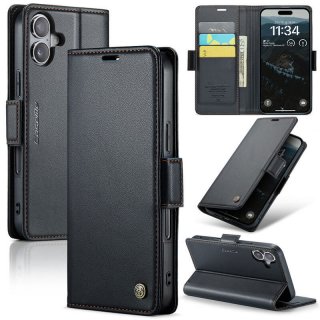 CaseMe iPhone 17 Wallet RFID Blocking Magnetic Buckle Case Black