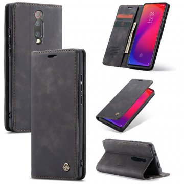 CaseMe Xiaomi Mi 9T Wallet Magnetic Flip Kickstand Case Black