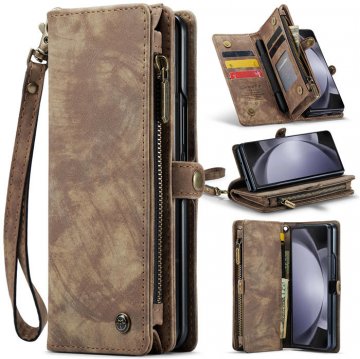 CaseMe Samsung Galaxy Z Fold5 5G Wallet Case with Wrist Strap Coffee