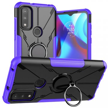 Motorola G Pure Hybrid Rugged Ring Kickstand Case Purple
