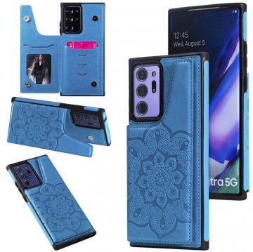 Samsung Galaxy Note 20 Ultra Embossed Wallet Magnetic Stand Case Blue