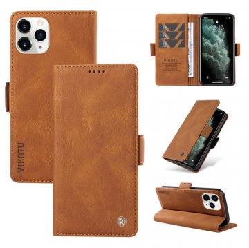 YIKATU iPhone 11 Pro Skin-touch Wallet Kickstand Case Brown