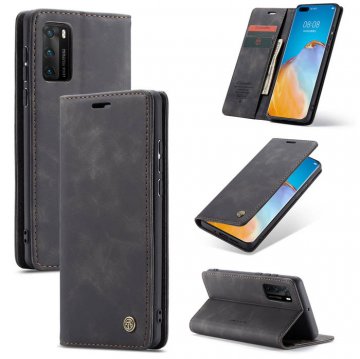 CaseMe Huawei P40 Wallet Kickstand Magnetic Flip Leather Case Black