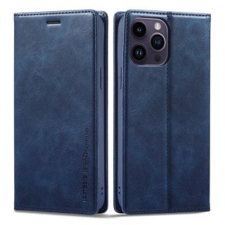 LC.IMEEKE Wallet RFID Blocking Kickstand Phone Case Blue