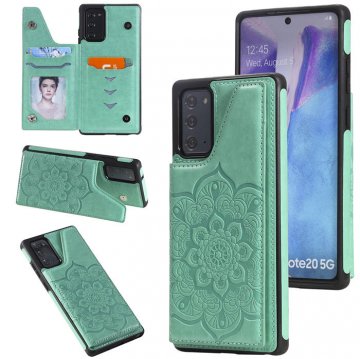 Samsung Galaxy Note 20 Embossed Wallet Magnetic Stand Case Green