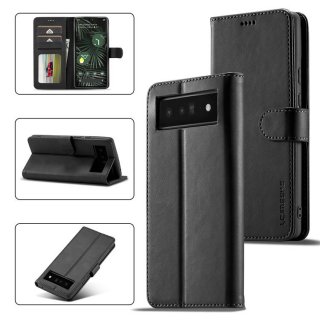 LC.IMEEKE Google Pixel 6 Wallet Magnetic Stand Case Black