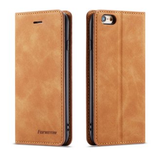 Forwenw iPhone 6/6s Wallet Kickstand Magnetic Shockproof Case Brown