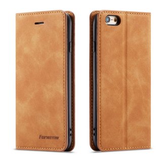 Forwenw iPhone 6 Plus/6s Plus Wallet Kickstand Magnetic Case Brown