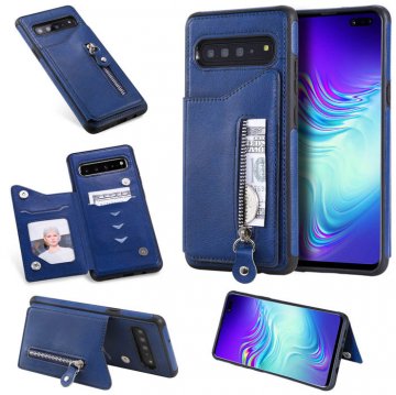 Samsung Galaxy S10 5G Wallet Card Slots Shockproof Cover Blue