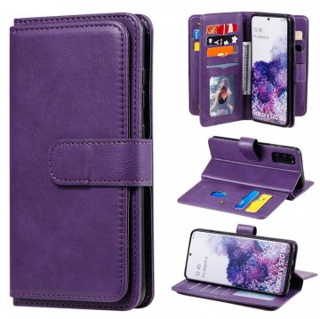 Samsung Galaxy S20 Multi-function 10 Card Slots Wallet Case Violet
