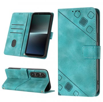 Skin-friendly Sony Xperia 1 V Wallet Stand Case with Wrist Strap Green