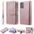 Samsung Galaxy Note 20 Zipper Wallet Magnetic Detachable 2 in 1 Case Rose Gold