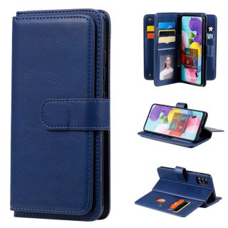 Samsung Galaxy A51 Multi-function 10 Card Slots Wallet Case Dark Blue