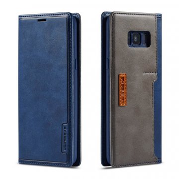 LC.IMEEKE Samsung Galaxy S8 Wallet Magnetic Stand Case with Card Slots Blue