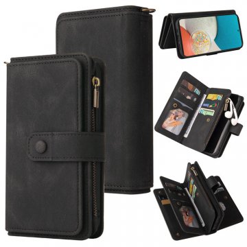 For Samsung Galaxy A53 5G Wallet 15 Card Slots Case with Wrist Strap Black