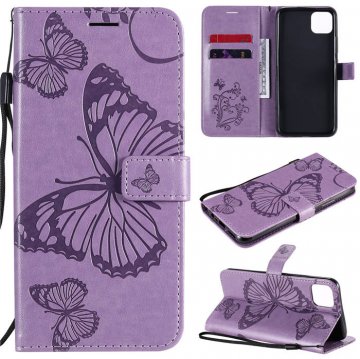 OPPO Realme C11 Embossed Butterfly Wallet Magnetic Stand Case Purple