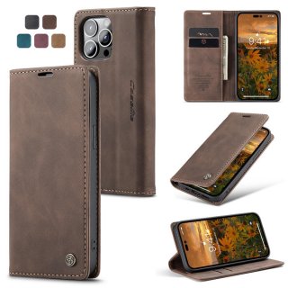 CaseMe iPhone 14 Pro Max Wallet Kickstand Magnetic Case Coffee