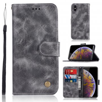 iPhone XS Max Premium Vintage Wallet Kickstand Case Gray