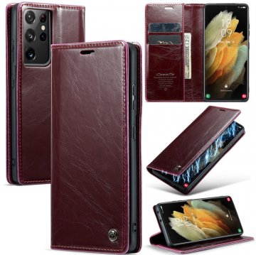 CaseMe Samsung Galaxy S21 Ultra Wallet Kickstand Magnetic Case Red