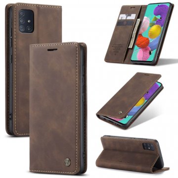 CaseMe Samsung Galaxy A51 Wallet Magnetic Kickstand Case Coffee