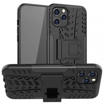 iPhone 12 Pro Max Hybrid Rugged PC + TPU Kickstand Case Black