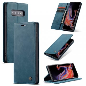 CaseMe Samsung Galaxy S10 Plus Retro Wallet Stand Flip Case Blue
