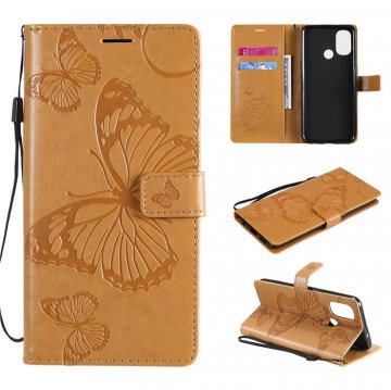 OnePlus Nord N100 Embossed Butterfly Wallet Magnetic Stand Case Yellow