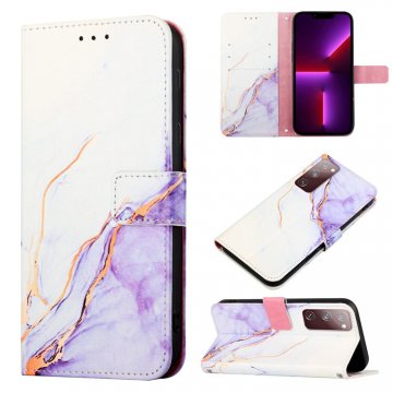 Marble Pattern Samsung Galaxy S20 FE Wallet Case White Purple