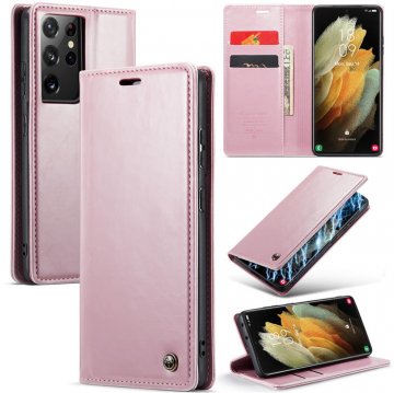 CaseMe Samsung Galaxy S21 Ultra Wallet Kickstand Magnetic Case Pink