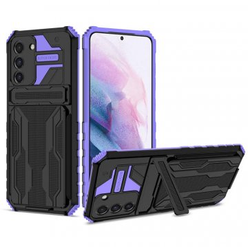 Samsung Galaxy S21 Plus Card Slot Kickstand Shockproof Case Purple