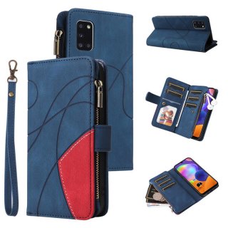 Samsung Galaxy A31 Zipper Wallet Magnetic Stand Case Blue
