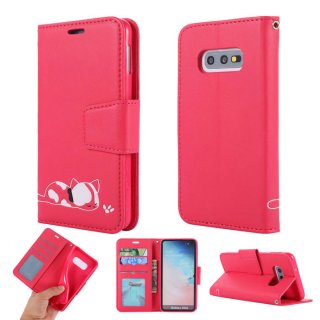 Samsung Galaxy S10e Cat Pattern Wallet Magnetic Stand Case Red