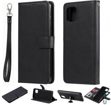 Samsung Galaxy A81/Note 10 Lite Wallet Detachable 2 in 1 Case Black